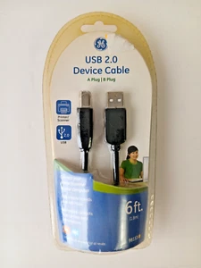 GE USB 2.0 A Plug to B Plug device cable 6ft 98153 New Sealed - Picture 1 of 2