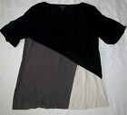Eileen Fisher Black Colorblock 100% Silk Blouse Top Shirt Womens Size Medium