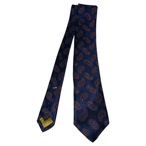 Allen Edmonds Mens Tie Black Blue w/Pink Paisley 100% Silk USA Made EUC - Picture 1 of 7