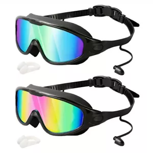 Adult Swim Goggles Adjustable Waterproof Anti-Fog UV Swimming Glasses + Ear Plug - Picture 1 of 5