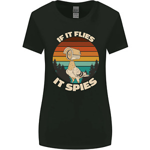 If Flies it Spies Verschwörungstheorie Vögel lustiges Damen-T-Shirt breiter geschnitten