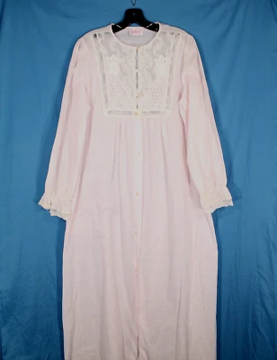 CAMISÓN/VESTIDO DE COLECCIÓN GILEAD Rosa Césped Botón Encaje Borde CASA RURAL Cottagecore M Foto 1 de 4