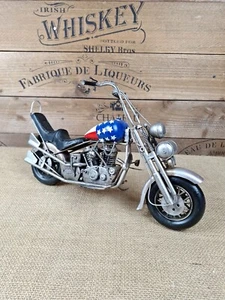 Vintage Retro Style Tin Metal Decorative Silver Chopper Motorcycle Model - Picture 1 of 16