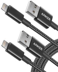 Anker iPhone Charger Cable, (2-Pack) 6ft, Premium Nylon USB-A to 6 ft, Black - Picture 1 of 7