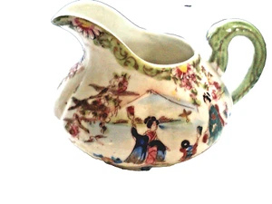 Antikes Porzellan Japan Geisha Mädchen handbemalt Milchkännchen Top - Bild 1 von 6