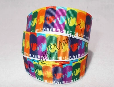 The Beatles Band 7/8" Grosgrain Ribbon~ YOUR CHOICE 5 or 10 Yards (Rock Music) - Image 1 of 3