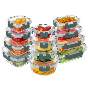 24 Pieces Glass Food Storage Containers Set Airtight Glass Lunch Containers Glas - Picture 1 of 7