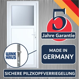 Nebeneingangstür Kellertür Garagentür Modell K601P weiß Maßanfertigung 1/3 Glas - Bild 1 von 13