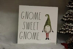 Rae Dunn Gnome Sweet Gnome Wall or Table Sign Wooden Christmas Free Shipping - Picture 1 of 4