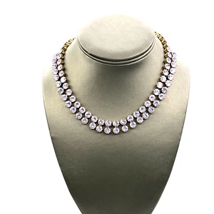 Vintage KRAMER Lavender Alexandrite Glass Collar Necklace Gold Tone 15.5" - Picture 1 of 8