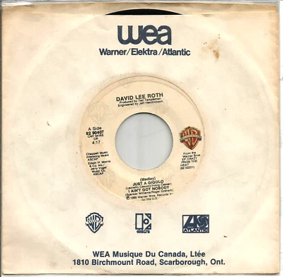 DAVID LEE ROTH - JUST A GIGOLO / I AIN'T GOT NOBODY (MEDLEY) - CANADA - 7"- 1985 - Image 1 of 2
