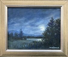 LIGHT of the MOON - original framed 8X10 oil night sky painting by K. McDermott