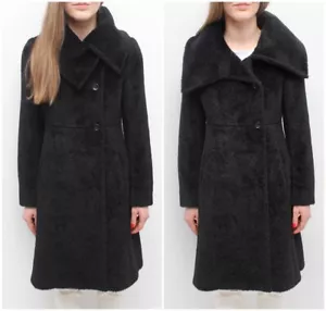 Women's MAX MARA Studio Teddy Alpaca Wool Black Long Coat Overcoat Size US4 XS - Picture 1 of 11