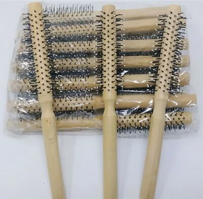 48 PCS Economy Wooden Hair Styling Brushes Combs 8-1/4" Nylon Bristle Wholesale - Image 1 of 2