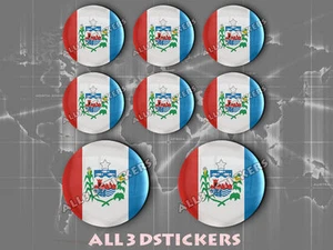 8 x 3D ROUND Stickers Resin Domed Flag Alagoas - Adhesive Decal Vinyl - Imagen 1 de 1