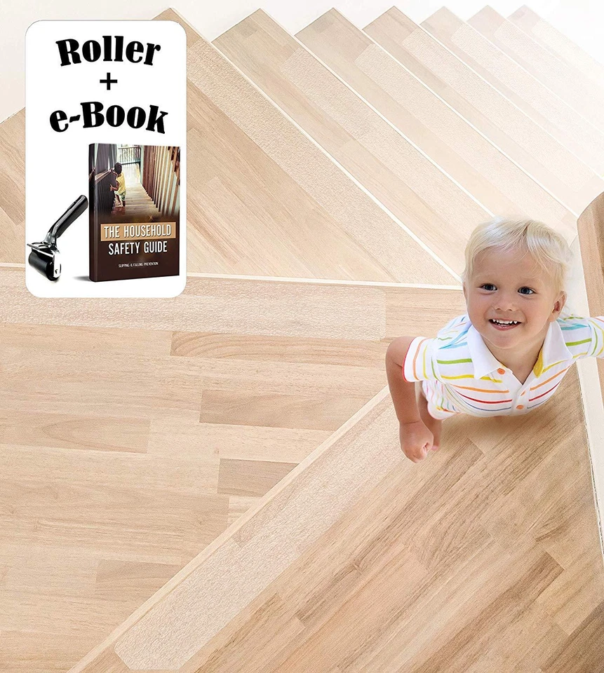 A1 Gear Clear Stair Treads - (15 Pack) Pre Cut Anti Slip Tape w/ Roller & eBook - Image 1 of 4