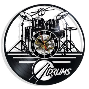 Schlagzeug Musik Vinyl Wanduhr Geschenk Geburtstag Urlaub Kunst Zuhause Zimme... - Bild 1 von 5