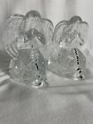 Pair of Praying Angel Tea Light Votive Candle Holders 24% Lead Crystal Religious