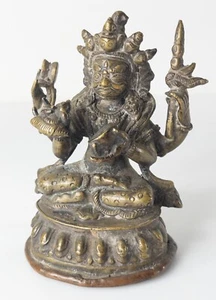 Antiguo Buda de Bronce Chino-Tibetano Tibetano Bodhisattva Mahakala - Imagen 1 de 8