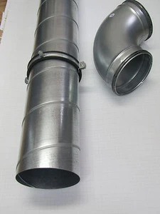 Wickelfalzrohrset Rohr 1m+Schelle+Bogen90° NW100/125/150/160/200/225/250/300mm - Bild 1 von 1