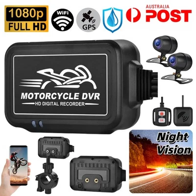 1080P Motorcycle Dash Camera Dual Lens GPS WiFi Waterproof Night Vision Recorder - Image 1 of 4