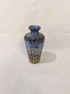 Stephen Fellerman Iridescent Miniature Art Glass Vase 3 3/8" Tall - Picture 1 of 7
