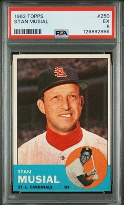 1963 Topps Baseball Stan Musial PSA 5 - #250 - Cardinals - HOF E4 Foto 1 de 2