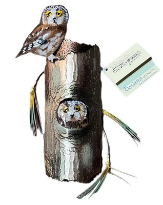 BOVANO De Colección Vidrio Esmalte Escultura Búhos En Tronco Árbol Arte Colgante NUEVO CON ETIQUETAS Foto 1 de 4