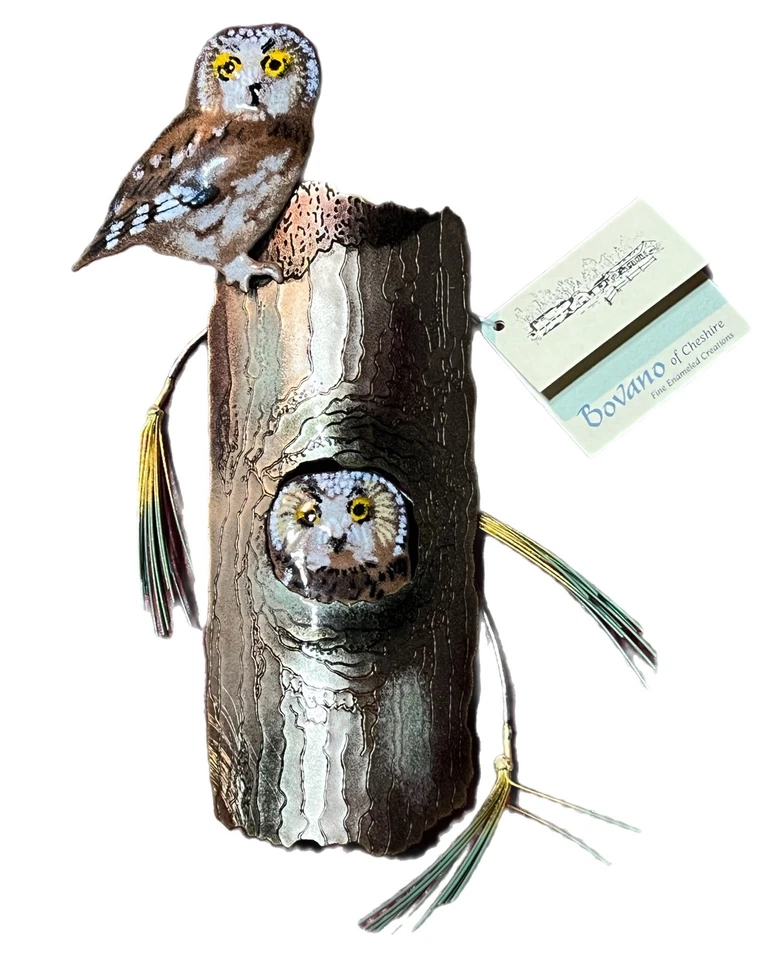 BOVANO De Colección Vidrio Esmalte Escultura Búhos En Tronco Árbol Arte Colgante NUEVO CON ETIQUETAS Foto 1 de 4