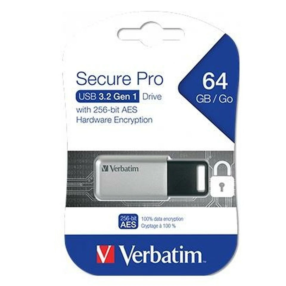Clé USB Verbatim Secure Pro Noir Noir/Gris 64 GB - Photo 1/1