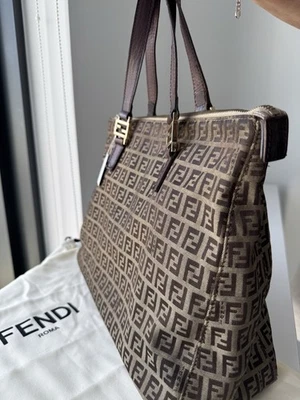 FENDI Zucchino Tote Bag Canvas And Strap Leather - Image 1 of 4