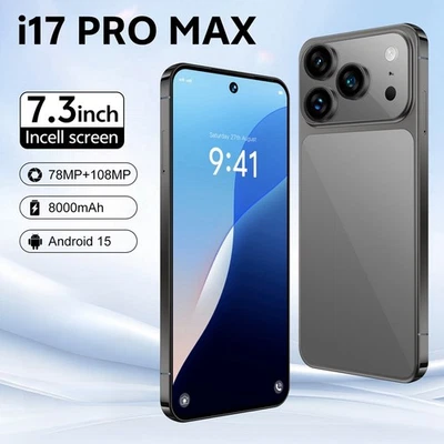NEW i17 Pro Max 7.3 inch 16+1TB 8000mAh Android Phone Global Unlock Dual SIM - Image 1 of 4
