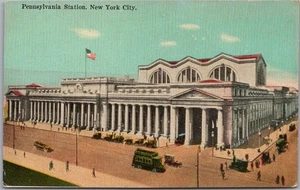 c1910s New York City Postcard PENNSYLVANIA STATION Train Depot / Street Scene - Picture 1 of 2