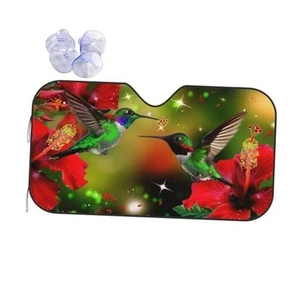 Windshield Sunshade for Car SUV Truck Foldable Uv Ray Flower Hummingbirds Love - Picture 1 of 8