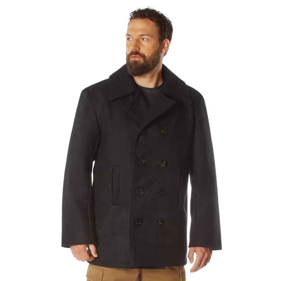 黑色外套 Peacoat 羊毛混纺 XXXXL 7471-4X — 第 1/1 张图片
