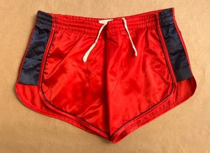 VTG Tennis nylon shorts Super Shiny Red running sprinter Gay Nylon D4 30-36” - Picture 1 of 8