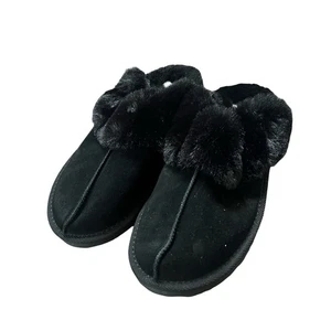 AUDEN Sylvia Genuine Suede Scruff Slippers Black 9 - Picture 1 of 5