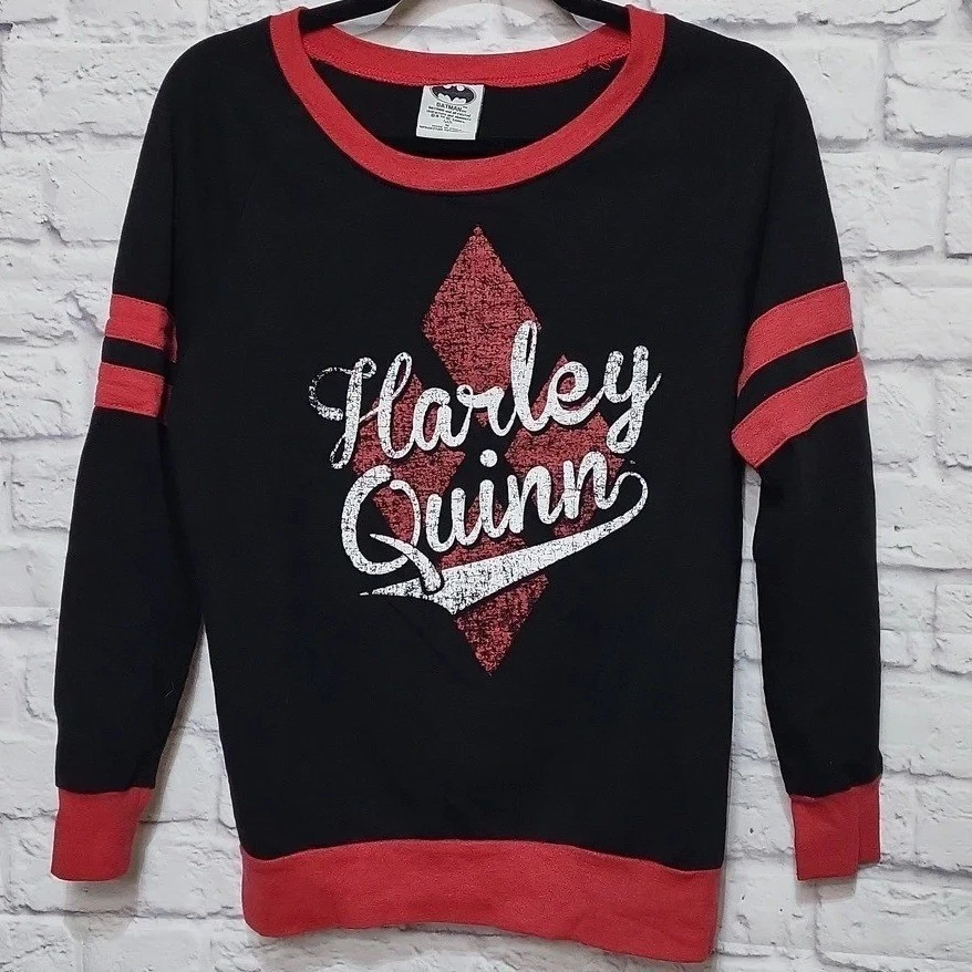 Batman DC Comics Harley Quinn Talla Pequeña Negro Rojo Manga Larga Gráfico Sudadera Foto 1 de 4