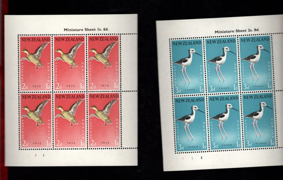 Hojas de recuerdo de Nueva Zelanda sc#B57a, B58a (1959) MNH Foto 1 de 1