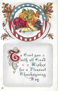 Thanksgiving Greetings embossed and sprinkled design 1900's postcard unmailed - Picture 1 of 2