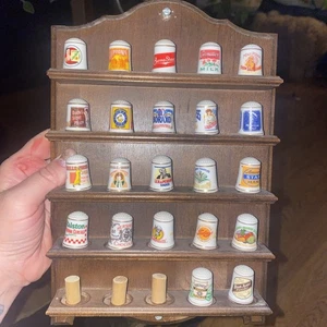 22 1980 Fine Porcelain Thimbles, Hersheys, Sunkist, Lipton, Campbells Holder - Picture 1 of 5