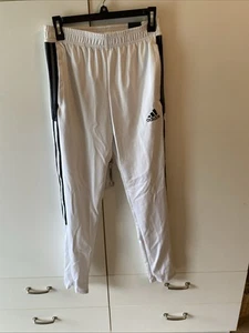 Adidas Pants Youth Large White Side Logo Training Pants Zipper Pockets New - Picture 1 of 5