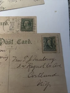 Benjamin Franklin Green One Cent U.S. Postage Stamp Lot Of Two Different Stamps - Picture 1 of 4