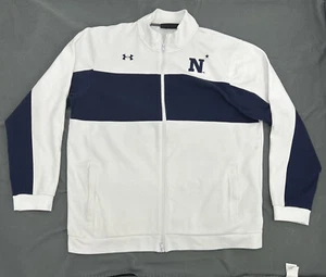 USNA Midshipmen Jacket Men's 2XL White Blue Under Armour Full Zip US Navy - Picture 1 of 10