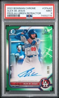 2022 Bowman Chrome #CPAAD Alex De Jesus Auto - Green Ref /99 PSA 9 - Image 1 of 2