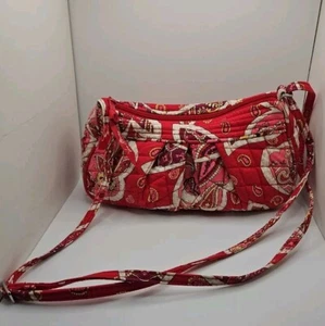 Vera Bradley Frannie Rosy Posies kleine Umhängetasche Schultertasche nicht mehr produziert 9"x6" - Bild 1 von 10
