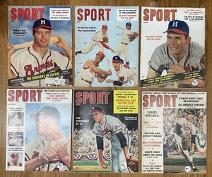 6 riviste vintage SPORT 1957 58 59 Lou Gehrig Joe Adcock Lew Burdette Baseball - Foto 1 di 1