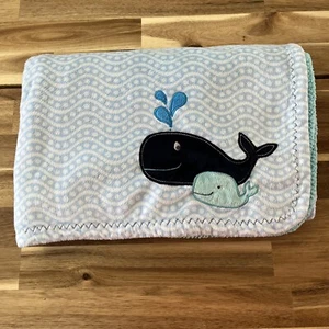 Carter’s Blue Aqua Whale Waves Baby Blanket 31x39.5 - Picture 1 of 9