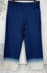 QVC Susan Graver Jeans Womens Elastic Waist Ombre Frayed Hem Wide Leg Pants 16 - Picture 1 of 16
