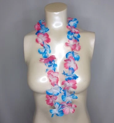 Juego de pulseras corona collar lei hawaiano rosa azul Foto 1 de 4